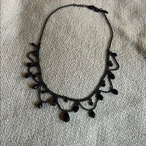 Elegant Black Scalloped Necklace with Beads